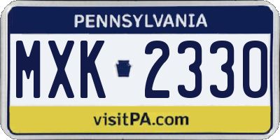 PA license plate MXK2330
