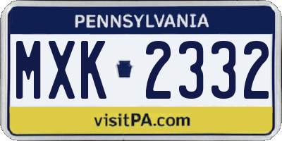 PA license plate MXK2332