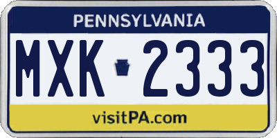 PA license plate MXK2333