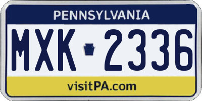 PA license plate MXK2336