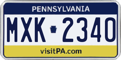 PA license plate MXK2340