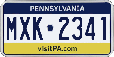 PA license plate MXK2341