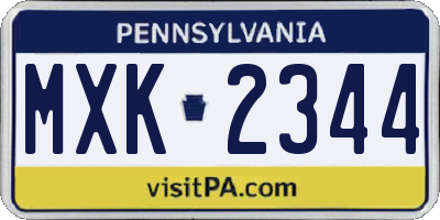 PA license plate MXK2344