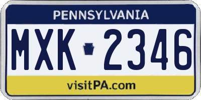 PA license plate MXK2346