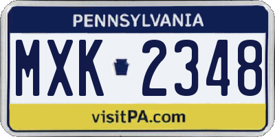 PA license plate MXK2348