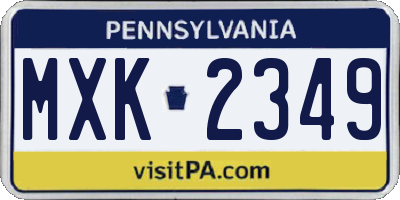 PA license plate MXK2349