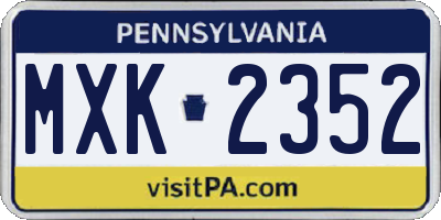 PA license plate MXK2352