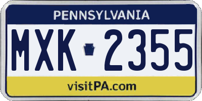 PA license plate MXK2355