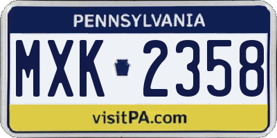 PA license plate MXK2358