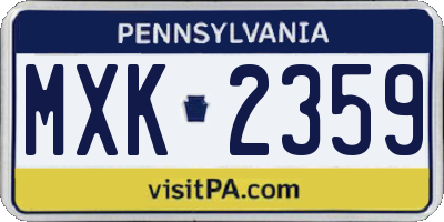 PA license plate MXK2359
