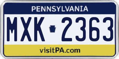 PA license plate MXK2363