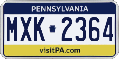 PA license plate MXK2364
