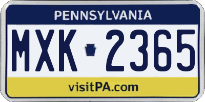 PA license plate MXK2365