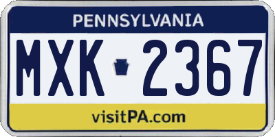 PA license plate MXK2367