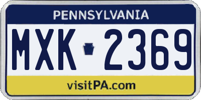 PA license plate MXK2369