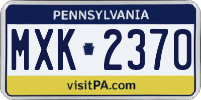 PA license plate MXK2370