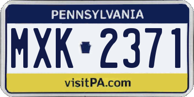PA license plate MXK2371