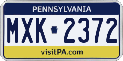 PA license plate MXK2372