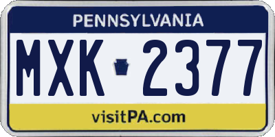 PA license plate MXK2377