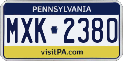 PA license plate MXK2380