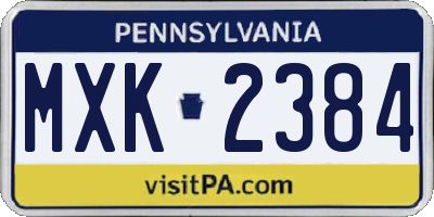PA license plate MXK2384