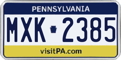 PA license plate MXK2385