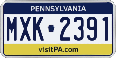 PA license plate MXK2391