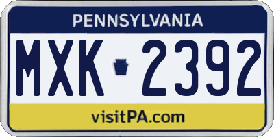 PA license plate MXK2392