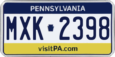 PA license plate MXK2398