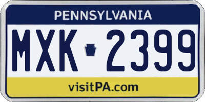 PA license plate MXK2399