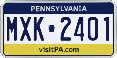 PA license plate MXK2401