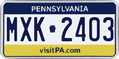 PA license plate MXK2403