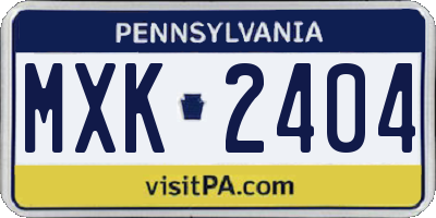 PA license plate MXK2404