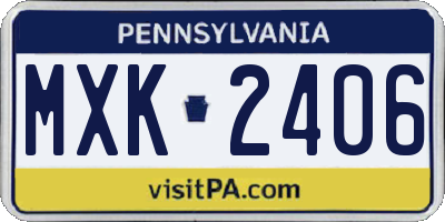 PA license plate MXK2406