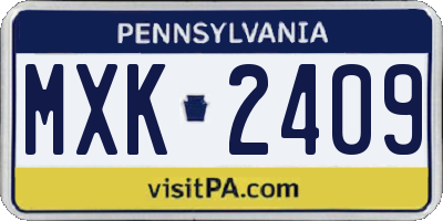 PA license plate MXK2409