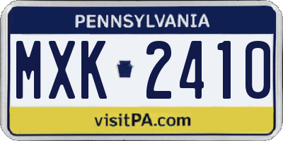PA license plate MXK2410