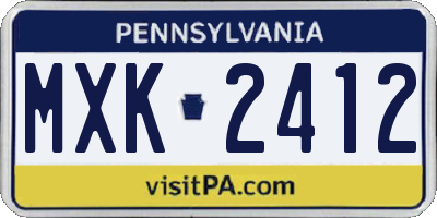 PA license plate MXK2412