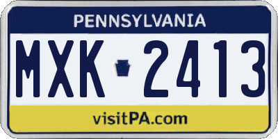PA license plate MXK2413