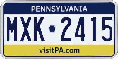PA license plate MXK2415