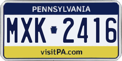 PA license plate MXK2416