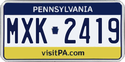 PA license plate MXK2419