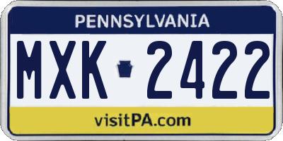 PA license plate MXK2422