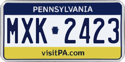 PA license plate MXK2423