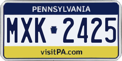 PA license plate MXK2425