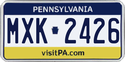 PA license plate MXK2426
