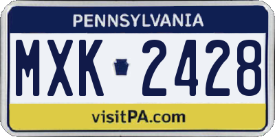 PA license plate MXK2428