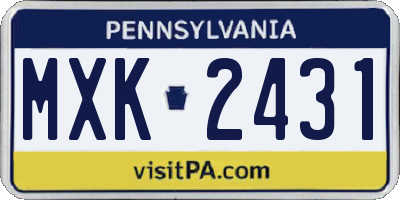 PA license plate MXK2431