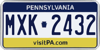 PA license plate MXK2432