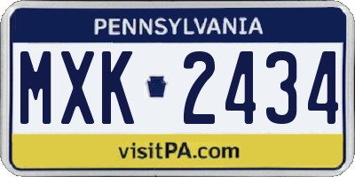 PA license plate MXK2434