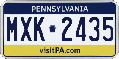 PA license plate MXK2435